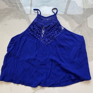 LA HEARTS blue halter top